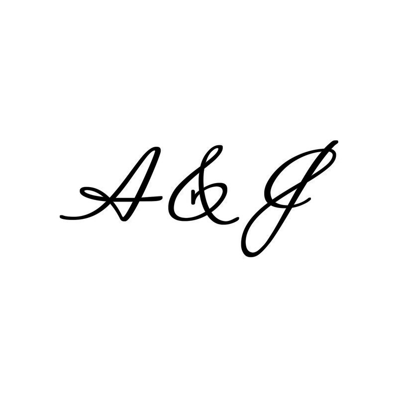 Initials A and J in fine script